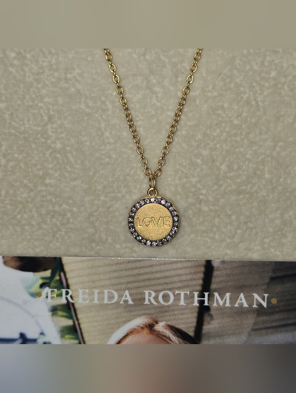 Freida Rothman 14k gold over 925 Love necklace 16"-18" MSRP $175
